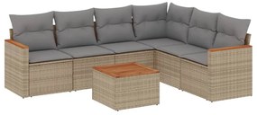 vidaXL Σαλόνι Κήπου Σετ 7 τεμ. Μπεζ Συνθετικό Ρατάν με Μαξιλάρια