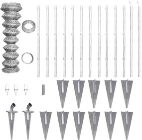 vidaXL Συρματόπλεγμα 25 x 0,8 μ. Γαλβανισμένο Ατσάλι + Στύλοι/Βάσεις
