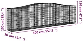 vidaXL Συρματοκιβώτια Τοξωτά 15 τεμ. 400x50x100/120 εκ. Γαλβαν. Ατσάλι