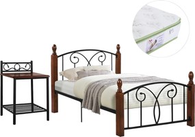 ΣΕΤ ΥΠΝΟΔΩΜΑΤΙΟΥ ΜΕ ΣΤΡΩΜΑ 3ΤΜΧ HM11217 RUBBERWOOD-ΜΕΤΑΛΛΟ