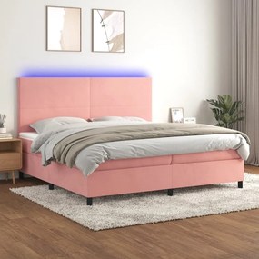 ΚΡΕΒΑΤΙ BOXSPRING ΜΕ ΣΤΡΩΜΑ &amp; LED ΡΟΖ 200X200 ΕΚ. ΒΕΛΟΥΔΙΝΟ 3136028