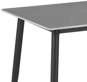 Τραπέζι Gustas γκρι μαρμάρου sintered stone-μαύρο μέταλλο 160x90x75εκ 160x80x75 εκ.