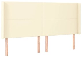 vidaXL Κεφαλάρι Κρεβατιού LED Κρεμ 163x16x118/128 εκ. Συνθετ. Δέρμα