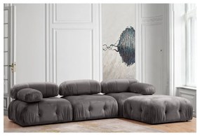 Πολυμορφικός καναπές Divine βελουτέ σε χρώμα γκρι 288/190x75εκ - Βελούδο - 071-001478