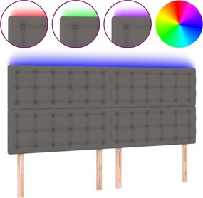 vidaXL Κεφαλάρι Κρεβατιού LED Γκρι 160x5x118/128 εκ