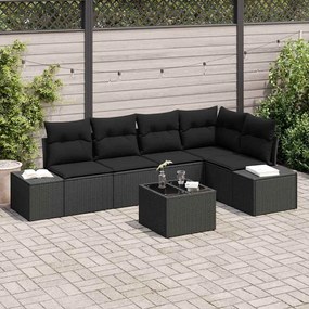 vidaXL Σετ Καναπέ Κήπου 6 pcs Μαύρο Πολυ rattan, βαμμένο ατσάλι