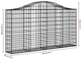 Συρματοκιβώτια Τοξωτά 15 τεμ. 200x30x100/120 εκ. Γαλβαν. Ατσάλι - Ασήμι