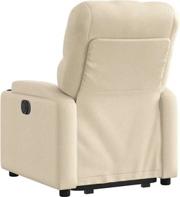 vidaXL Πολυθρόνα Ηλεκ. Ανακλινόμενη με Ανύψωση Κρεμ Υφασμάτινη