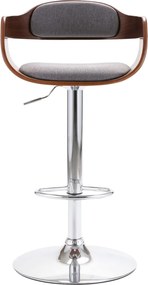 vidaXL Σκαμπό Μπαρ από Κόντρα Πλακέ και Γκρι Ύφασμα