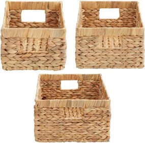vidaXL Καλάθια Αποθήκευσης 3 pcs Φυσικό Υάκινθος νερού
