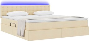vidaXL LED Κρεβάτι αποθήκευσης με στρώμα Κρέμ 180 x 200 cm Ύφασμα