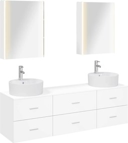 vidaXL Σετ Επίπλων Μπάνιου 5 pcs Λευκό Επεξεργασμένο Ξύλο και Γυαλί