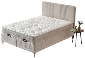 Επενδυμένο Κρεβάτι WINART Διπλό με Αποθηκευτικό χώρο και Ανατομικό Στρώμα Μπεζ 160x200εκ. 160x208x120 εκ.