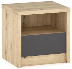 Κομοδίνο Lavinia pakoworld ανθρακί-sonoma 46.5x39.5x45.5εκ