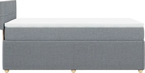 vidaXL Κρεβάτι Boxspring με Στρώμα Ανοιχτό Γκρι 90x190 εκ. Υφασμάτινο