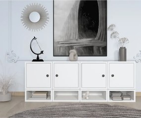 Stewehome Κονσόλα τεσσάρων θυρών με κάτω ράφι χωρίς πόδια ματ Λευκό 135x30x48 cm