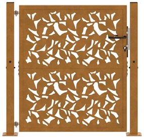 vidaXL Πύλη κήπου 105x105 cm από χάλυβα με φύλλα καιρικές συνθήκες