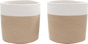 vidaXL Καλάθια Αποθήκευσης 2 Τεμ. Καφέ/Λευκό Ø28 x 28 εκ. Βαμβακερά