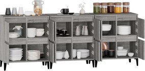 vidaXL Ντουλάπι 3 τεμ. Γκρι Sonoma 60x35x70 εκ. από Επεξεργασμένο Ξύλο