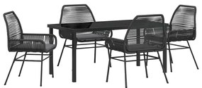 vidaXL Σέτ φαγητού για κήπο 5 pcs Μαύρο συνθετικό ρατάν