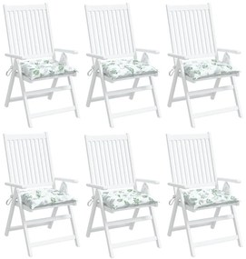 Μαξιλάρια Καρέκλας 6 τεμ. Σχέδιο Φύλλων 50x50x7 εκ. Υφασμάτινα - Πράσινο