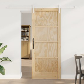 vidaXL Συρόμενη Πόρτα με Σετ Εξαρτημάτων 83x202 εκ. Μασίφ Ξύλο Πεύκου
