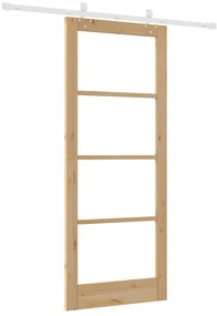vidaXL Συρόμενη Πόρτα Χειροκίνητος Καφέ 86 x 211 cm Ξύλο και μέταλλο