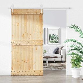 vidaXL Συρόμενη Πόρτα Φυσικό και Λευκό 100 x 210 cm
