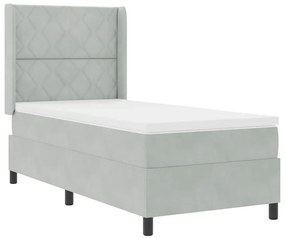 vidaXL Κρεβάτι Box Spring LED με Στρώμα Ανοιχτό γκρι 90 x 200 cm