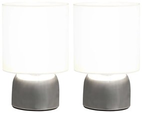 Επιτραπέζια Φωτιστικά 2 τεμ. Λευκά Ε14 με Πλήκτρο Αφής - Λευκό