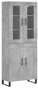 vidaXL Ντουλάπι Γκρι Σκυροδέματος 69,5x34x180 εκ. Επεξεργασμένο Ξύλο