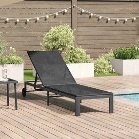 vidaXL Ήλιο-κρεβάτι 1-πρόσωπο Μαύρο 60 x 200 x 27εκ συνθετικό ρατάν
