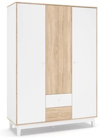 Ντουλάπα Awell τρίφυλλη sonoma-λευκό 153.5x54.5x216εκ