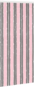 vidaXL Κουρτίνα εντόμων Chenille Ασημί Γκρι και Ροζ 90 x 200 cm