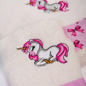 Παιδικές Πετσέτες (Σετ 2τμχ) Dimcol Unicorn 189 Ecru-Pink