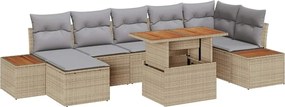 vidaXL Σέτ φαγητού για κήπο με μαξιλάρι 8 pcs Μπεζ και Γκρι