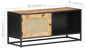 vidaXL Έπιπλο Τηλεόρασης 90x30x40εκ Ακατ. Μάνγκο/Φυσικό Ζαχαροκάλαμο