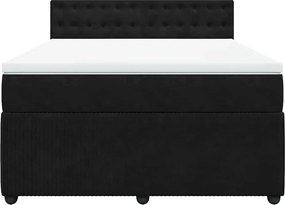 vidaXL Κρεβάτι Boxspring με Στρώμα Μαύρο 160x200 εκ. Βελούδινο