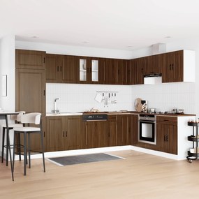 vidaXL Βάση νιπτήρα με αποθήκευση Porto 2 pcs Καφέ Επεξεργασμένο ξύλο