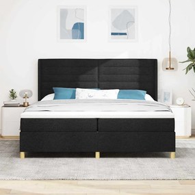 vidaXL Κρεβάτι με ελατήρια με στρώμα Μαύρο 200 x 200 cm ύφασμα