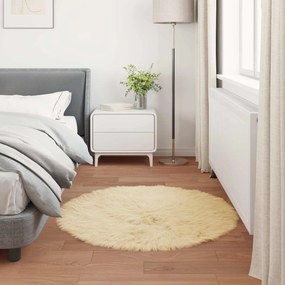 vidaXL Χαλί από τεχνητό πρόβειο δέρμα TAFALLA Κρεμ Ø 80 cm Πολυεστέρας