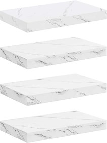 vidaXL Ράφι Τοίχου Επιτοίχιο 4 pcs Λευκό Μάρμαρο 40 x 23,5 x 4 εκ