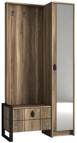 Έπιπλο Εισόδου Lost 804TRH4102 90x35x180cm Walnut Μοριοσανίδα, Μέταλλο