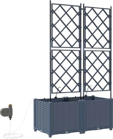 VidaXL Γλάστρα Κήπου 2 τμχ. Γκρι 80 x 40 x 142 cm PP