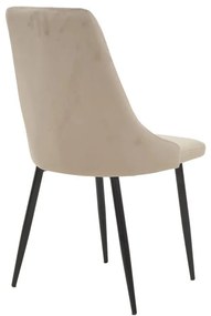 Καρέκλα Azori γκρι-μπεζ βελούδο-πόδι μαύρο μέταλλο 49x55x85εκ 2αδα 49x55x85 εκ.
