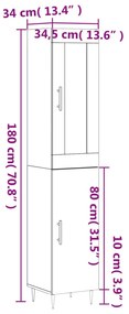 Μπουφές Sonoma δρυς 34,5 x 34 x 180 εκ. από Επεξεργασμένο Ξύλο - Καφέ