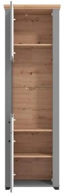 Βιτρίνα Valencia 1K VS1 Γκρί - Artisan Oak - Γκρί Μάττ 61x41x195 εκ. 61x41x195 εκ.