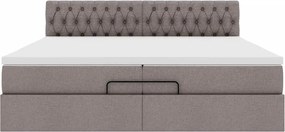 vidaXL Οθωμανικό κρεβάτι με στρώμα Taupe 200x200 cm Ύφασμα