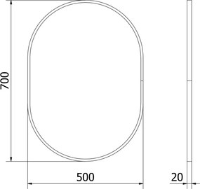 Mexen Loft Οβάλ καθρέφτης μπάνιου 70 x 50 cm, χρυσή βουρτσισμένη κορνίζα