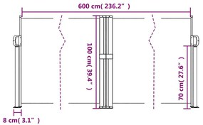 Σκίαστρο Πλαϊνό Συρόμενο Λευκό 100 x 600 εκ. - Λευκό